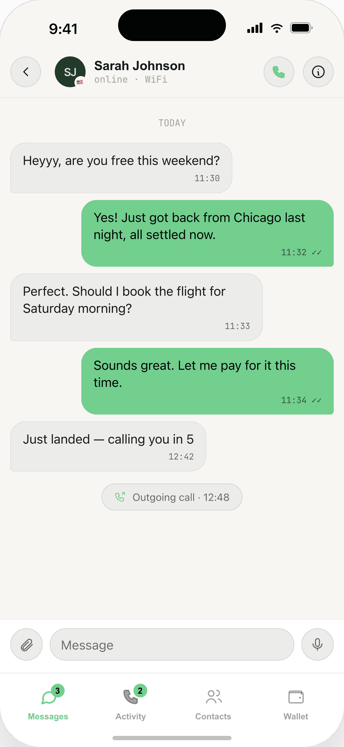 AvoCall conversation screen on iPhone